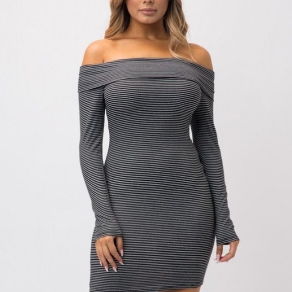 Off Shoulder Long Sleeve short Dress - Picture 1 of 1